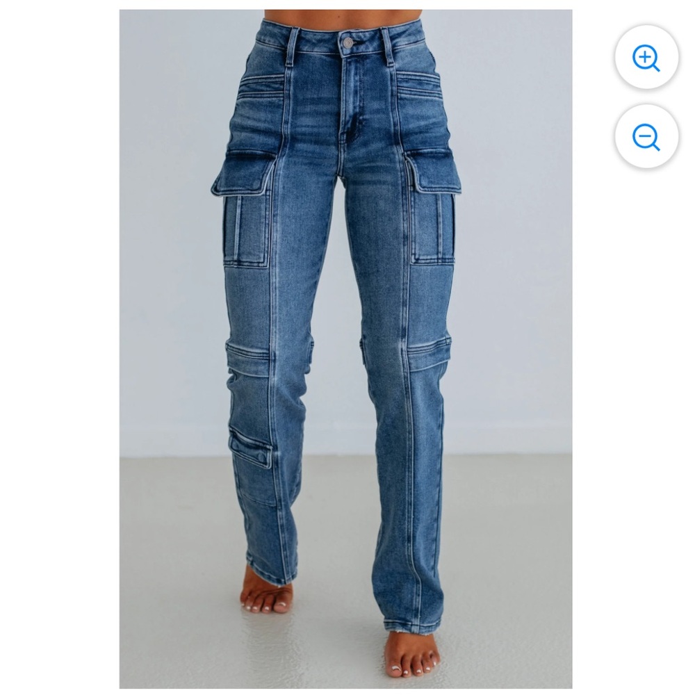 Hidden Cargo Jeans High Rise Straight Leg Size 26